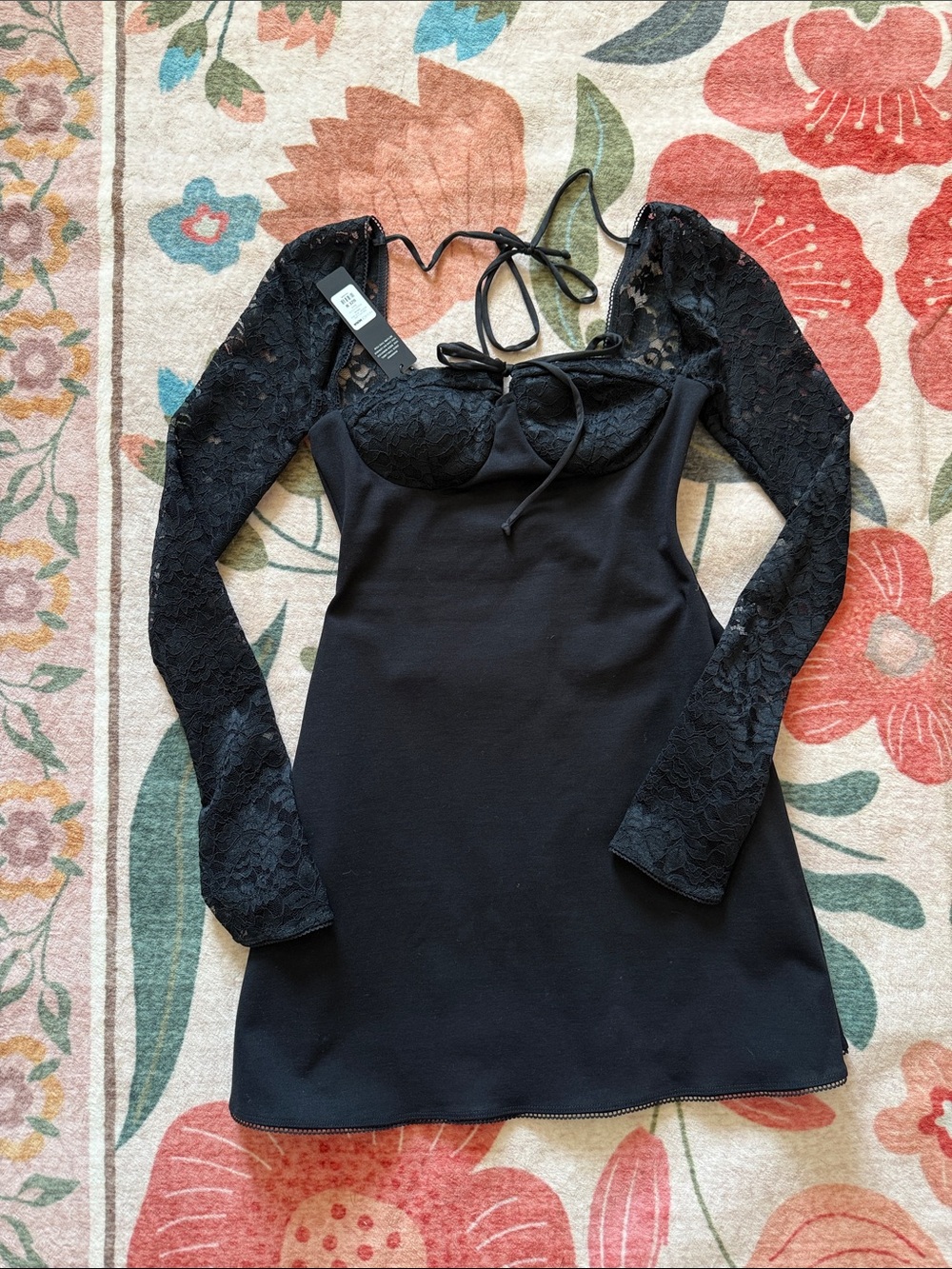 Fashion Nova Black Lace Bustier Mini Dress
